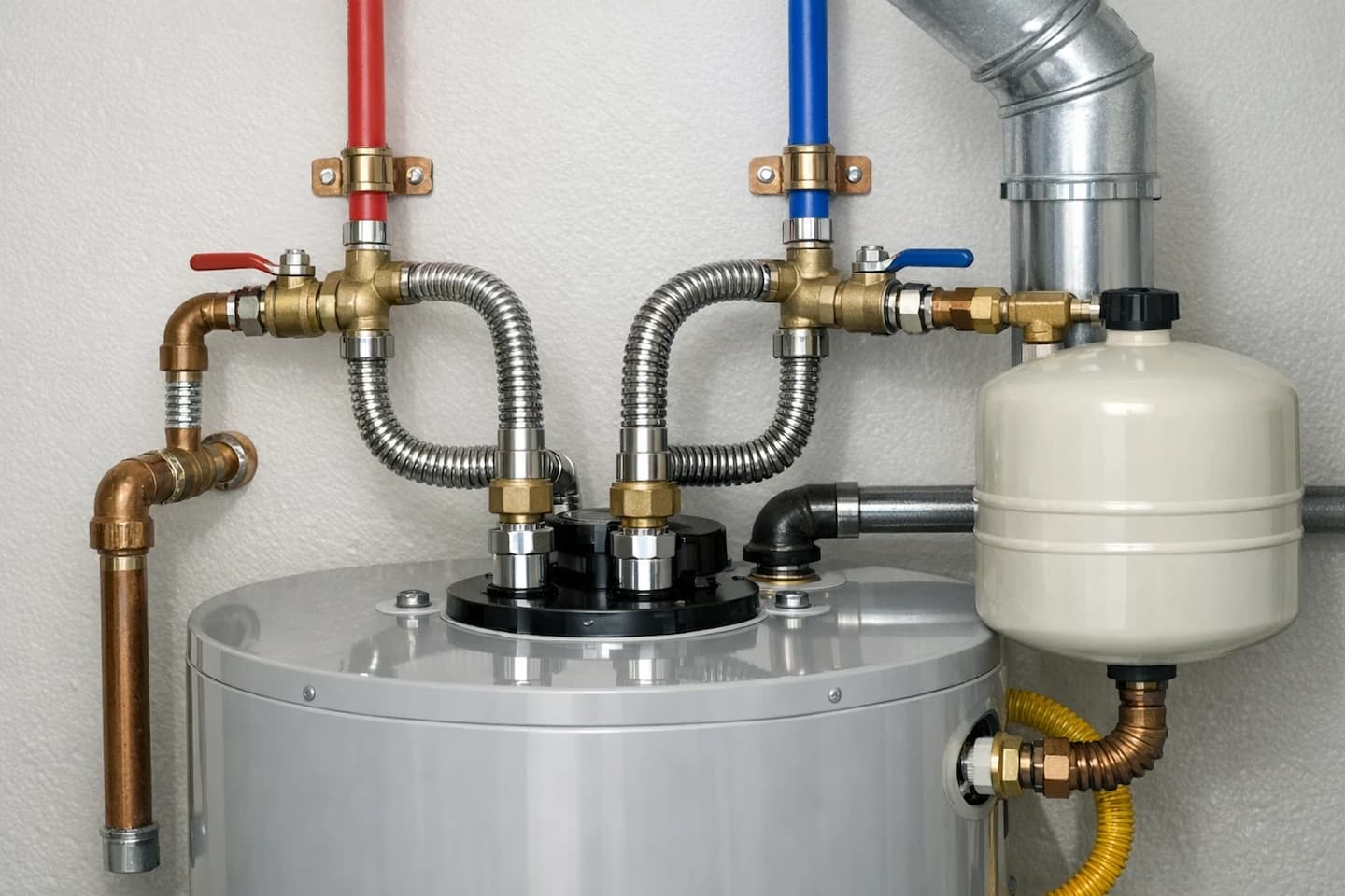 Repiping in Vista, CA: water heater tie-in with updated valves, safe connections, and clean layout.