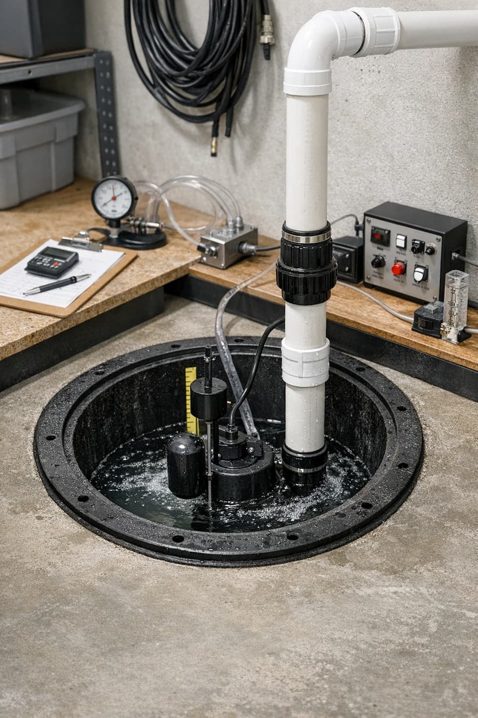 Sump pump troubleshooting in Vista, CA: checking sump pit water level, float switch movement, and discharge routing.